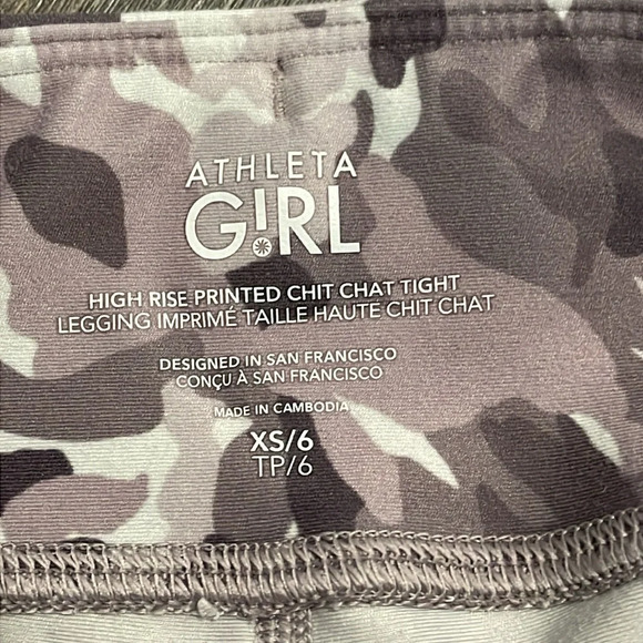 Athleta girl high rise printed chit chat tight in purple camo XS/6 - Picture 4 of 9